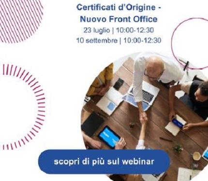 Certificati d'Origine - Nuovo Front Office: webinar per le imprese